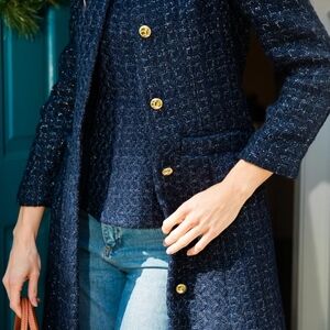 Elegant Navy Blue Women's Coat
